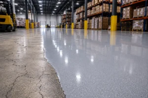 commercial epoxy floor coating in warehouse facility